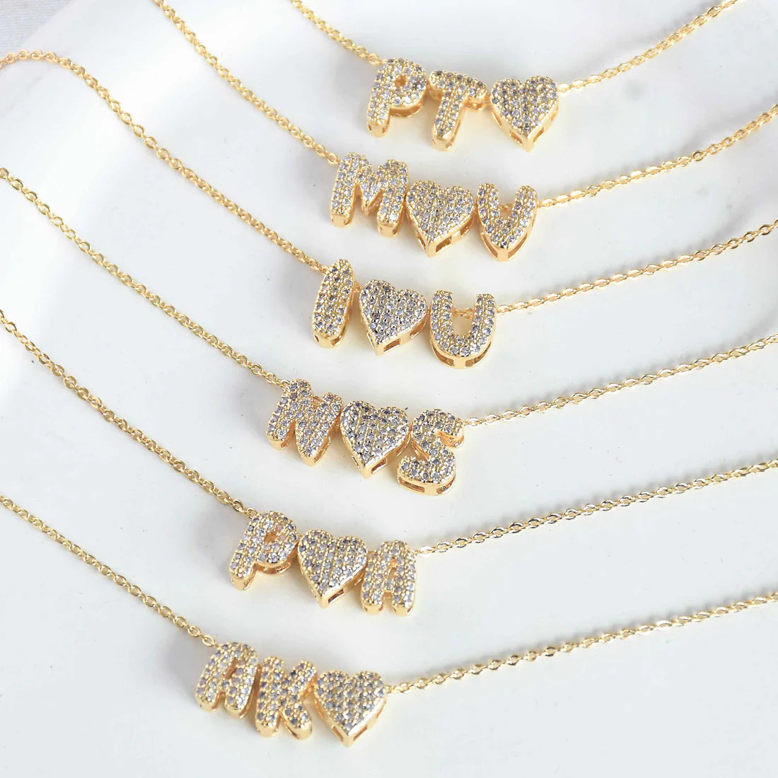 Mini bubble initial love & personalised chain♥️