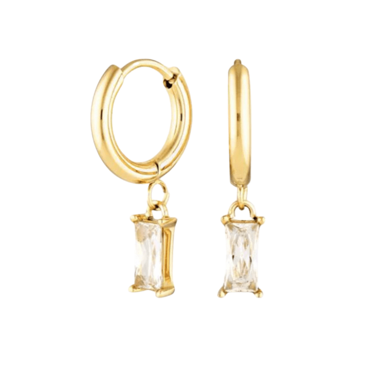 Baguette zircon huggies