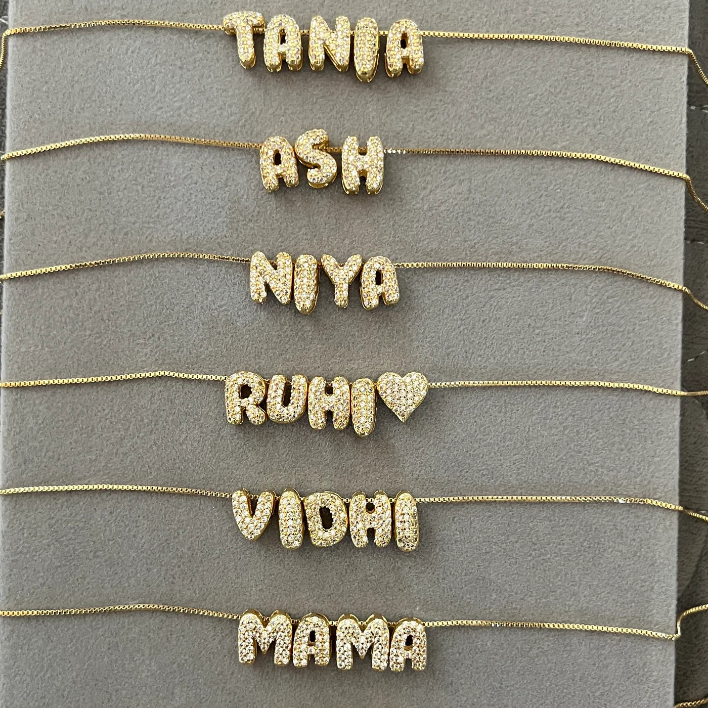 Mini bubble initial name chain