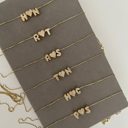 Mini bubble initial love & personalised chain♥️