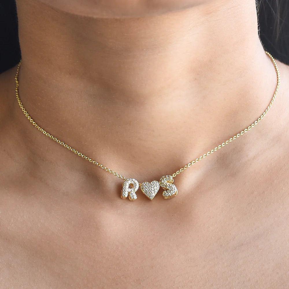 Mini bubble initial love & personalised chain♥️