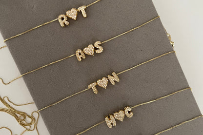 Mini bubble initial love & personalised chain♥️
