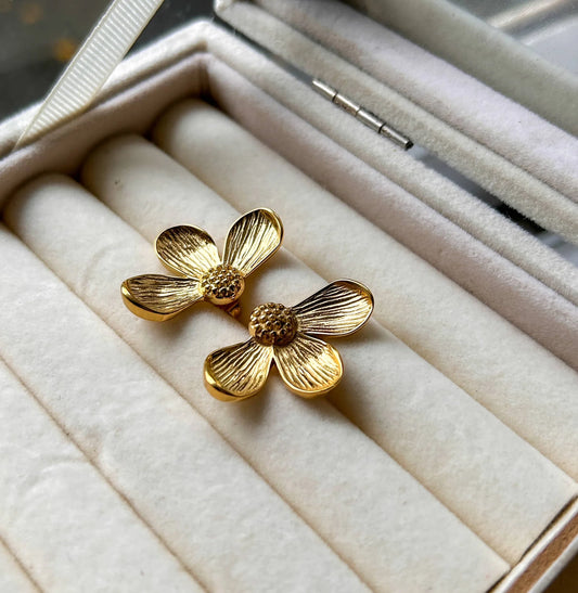 Half flower earrings